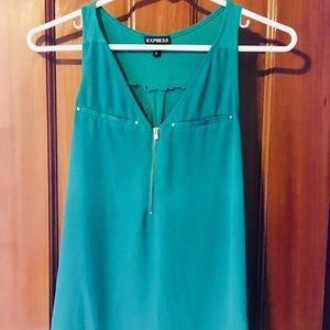 Green Express Zip-Front Tank Top